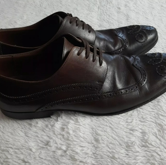 Hugo Boss Wing Tip Oxford Shoes Size 7.5 Brown - Picture 5 of 12